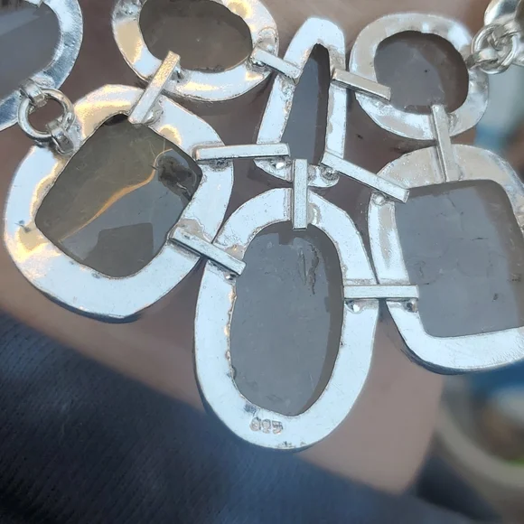 New Oversized Golden Rutile 925 Silver Statement Necklace. - Picture 8 of 16